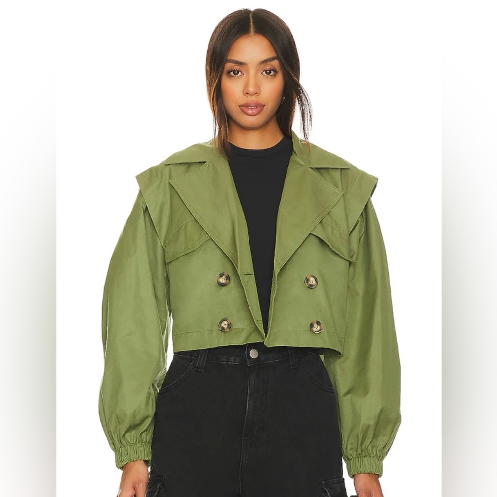 Free People Green Double-Breasted Jacket